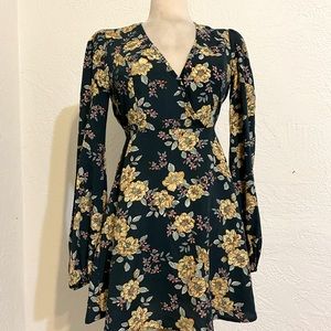Divinas Mini Boho green flower dress